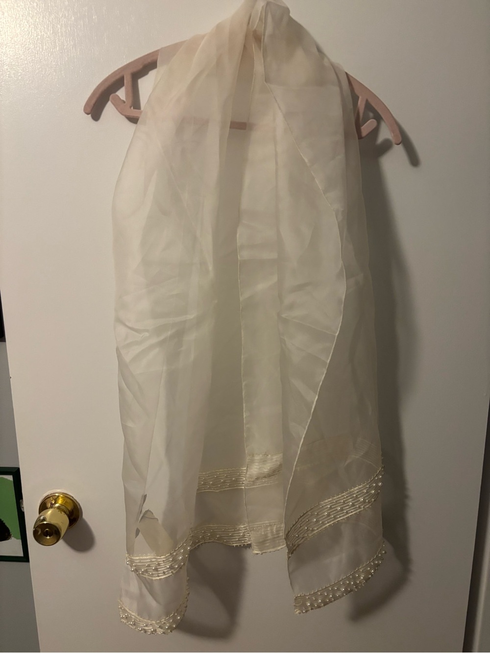 NWT Kenneth Cole Bridal Glam Quiet Luxury Beaded Sheer Cream Scarf